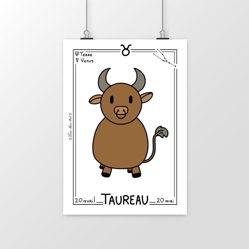 Poster Blanc Taureau