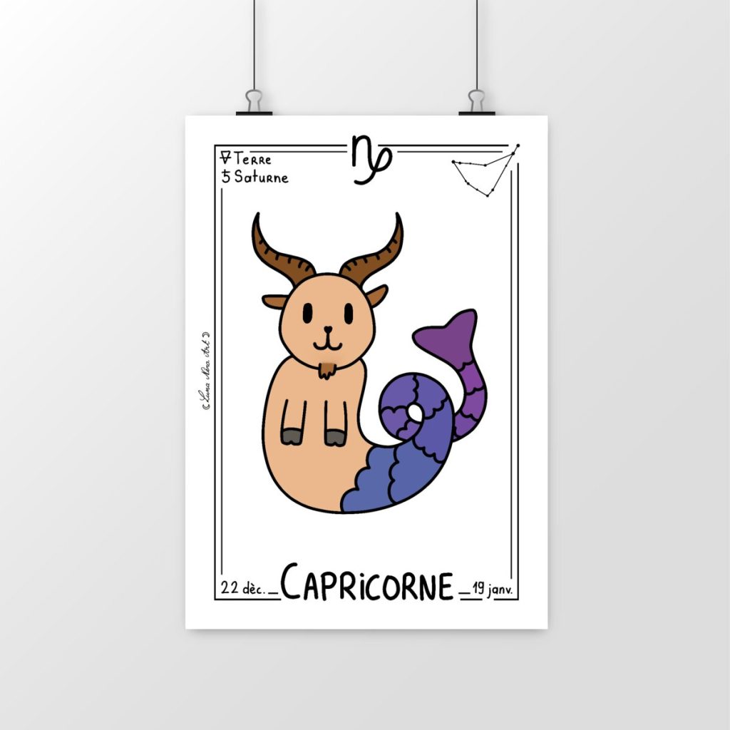 Poster Blanc Capricorne